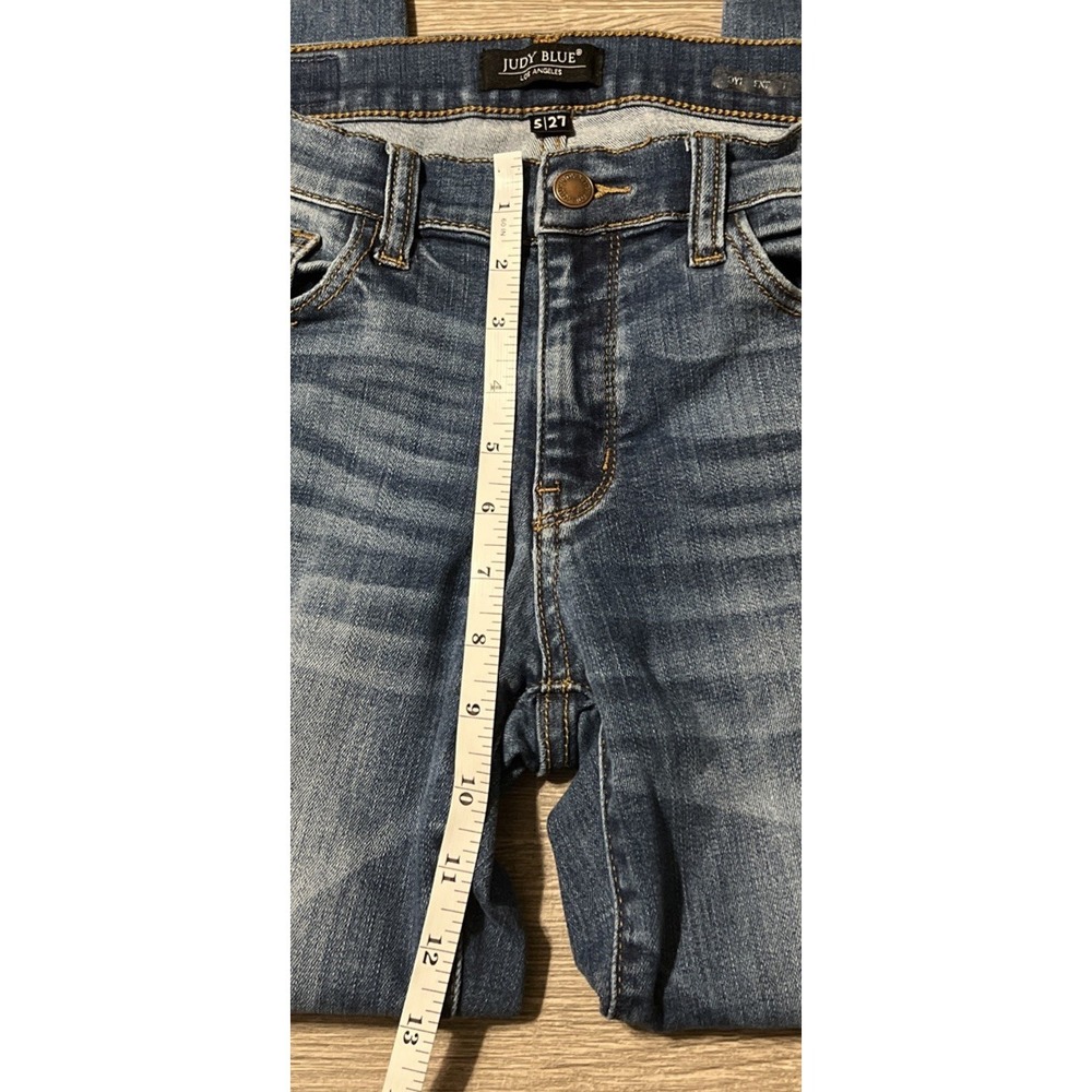 Judy Blue Boyfriend Fit‎ Mid Rise Distressed Tapered Jeans Size 5/27 (27x29) - Picture 7 of 11
